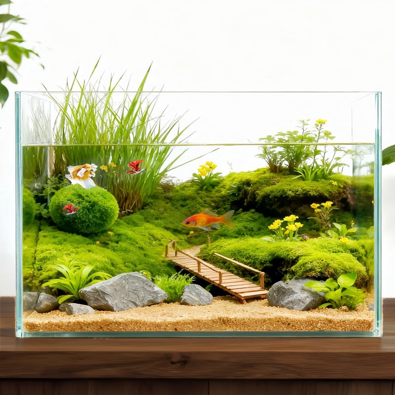 Tlence 3 Gallon Glass Fish Tank, Small Betta Fish Aquarium, Ultra Clear Rectangular Glass Bowl for Shrimp, Mini Desktop Aquatic Planting Cube for Goldfish Snails, Easy to Clean - Image 1