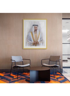Art Decor Art Decor Framed Fine Art of Sheikh Mohammed Bin Zayed Bin Sultan Al Nahyan Portrait UAE Wall Art with Matt Board Print Wall Decor for Home Living Room Office and Gifting  - Image 2