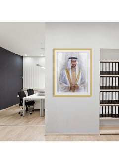Art Decor Art Decor Framed Fine Art of Sheikh Mohammed Bin Zayed Bin Sultan Al Nahyan Portrait UAE Wall Art with Matt Board Print Wall Decor for Home Living Room Office and Gifting  - Image 3