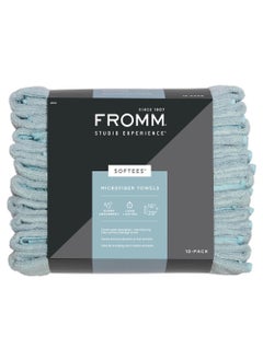 Fromm Fromm Softees Microfiber Salon Hair Towels for Hairstylists, Barbers, Spa, Gym in Aqua, 16" by 29", 10 count Perfect Hair Care Towel for Drying Curly, Long, Wavy Hair 