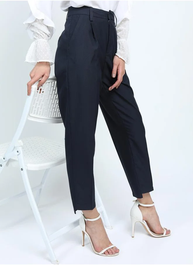 طوكيو توكيز Mid Rise Tapered Trousers with Belt Loop