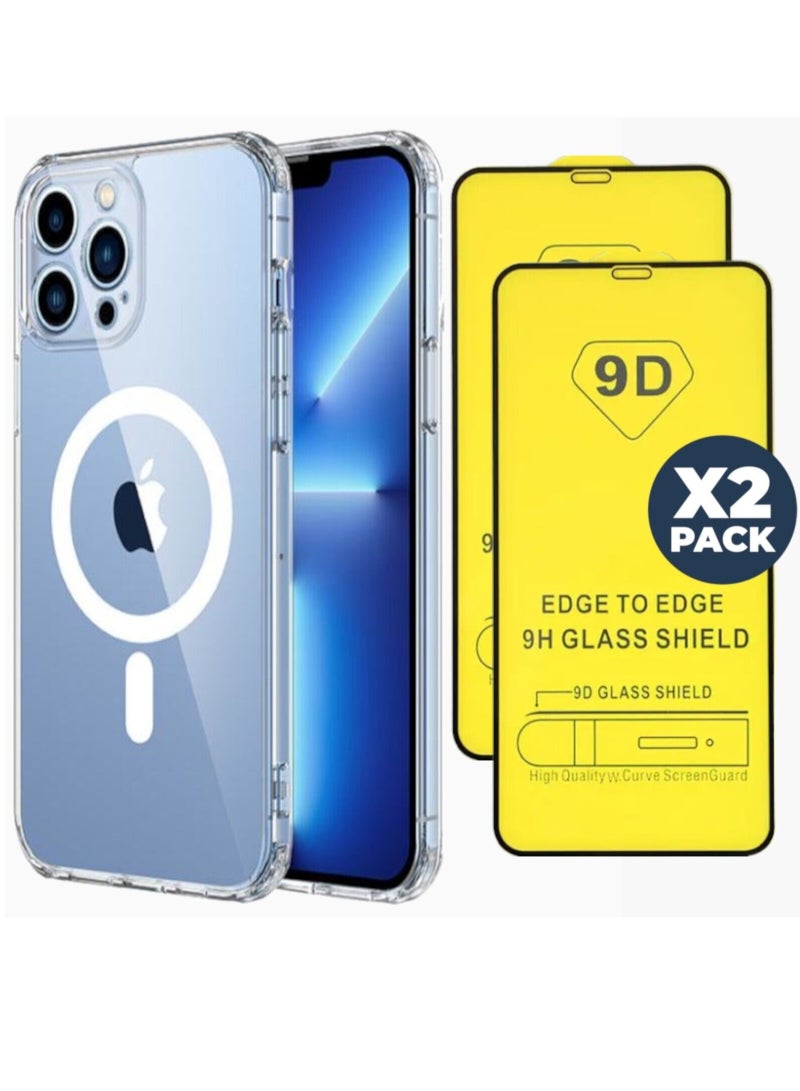 Magsafe Case + 2 Tempered Glass Screen Protector For iPhone 15 14 Plus Pro Max - Image 1