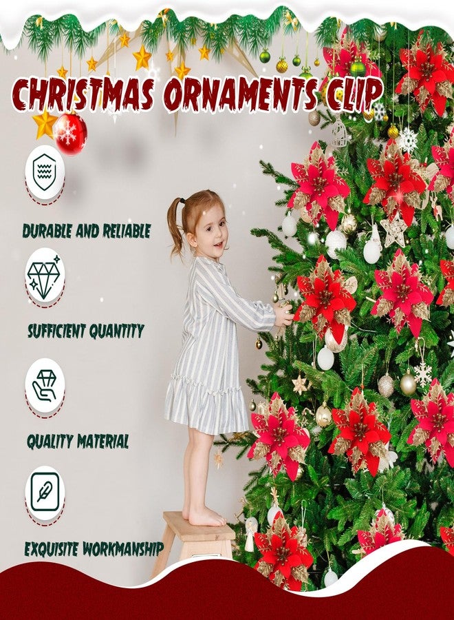 Uiifan 200 Pcs Christmas Ornaments Clips Bulk 1.7 Inch/ 4.5 cm Alligator Roach Metal Fish Mouth Clipfor Poinsettia Christmas Tree Wreath Flowers Crafts Decorations - Image 5