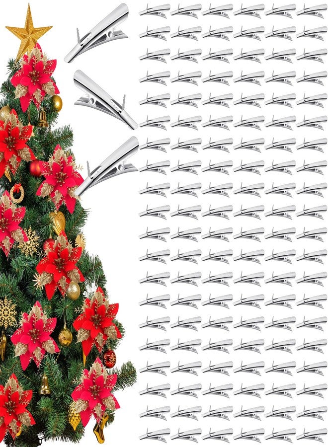 Uiifan 200 Pcs Christmas Ornaments Clips Bulk 1.7 Inch/ 4.5 cm Alligator Roach Metal Fish Mouth Clipfor Poinsettia Christmas Tree Wreath Flowers Crafts Decorations - Image 1