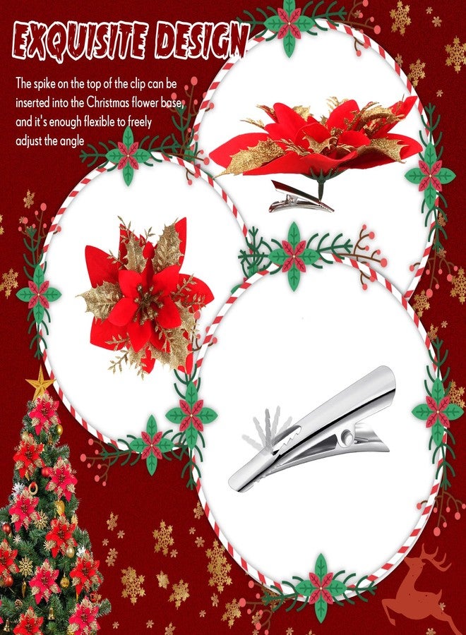 Uiifan 200 Pcs Christmas Ornaments Clips Bulk 1.7 Inch/ 4.5 cm Alligator Roach Metal Fish Mouth Clipfor Poinsettia Christmas Tree Wreath Flowers Crafts Decorations - Image 4