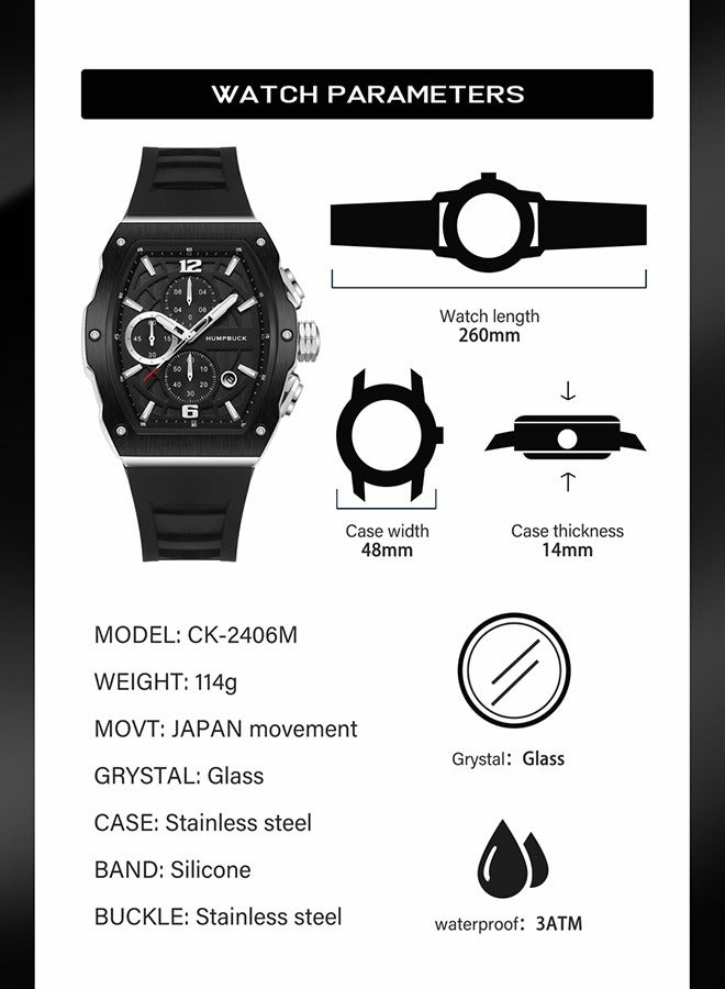 HUMPBUCK Men's Watch Large Dial Sports Watch Quartz Watch Waterproof Wristwatch for Active People with Anti-slip Strap and Large Dial  - Image 4