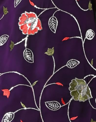 SPAMitude - Georgette Embroidery Sequin Kurta, Skirt and Dupatta Set for Girls – Ethnic Party Dress I Birthday Trendy Classic Outfit I Square Neck Sleeveless (PURPLE, 12-13 YEARS) - Image 3