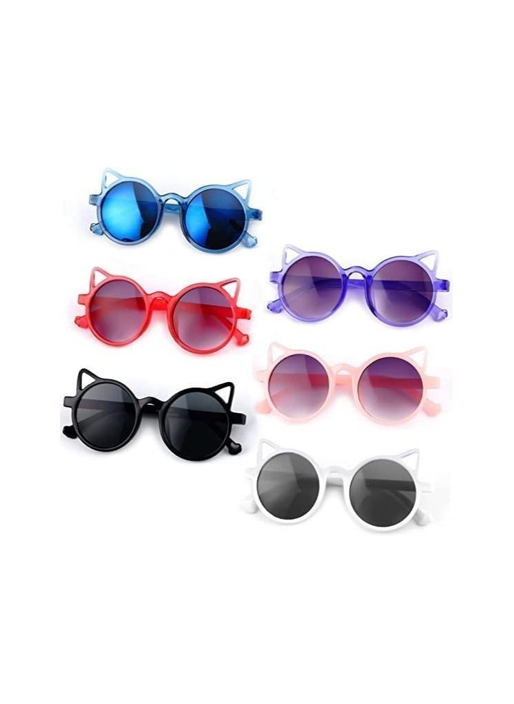 Y&D - Cat Shaped Sunglasses for Kids, 6 Pairs Toddler Kitty Glasses Cute Sun Outdoor Eyewear Beach Party Summer Activities, Children's Uv Protection Fashion Sunshade Mirror - Image 1