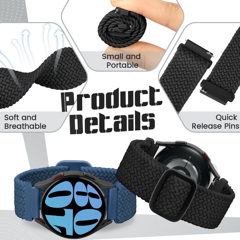 Acortjl 18mm Braided Watch Straps Compatible with Garmin Venu 3S/Venu 2S/Vivoactive 4S/Vicomove 3S/Fossil Women's Gen 6 42mm/5E 42mm/Gen 4 Venture HR/Charter HR/LG Watch Style Elastic Nylon Band Damen Herren - Image 4