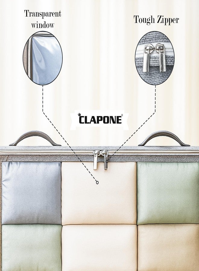 CLAPONE 1 Pack 66 L Underbed Storage Bag for Clothes Foldable Underbed Storage Bags Clothing Storage Organiser with Zipper Strong Handle Multipurpose Under Bed Storage for Paper, Blankets (Grey) - Image 4