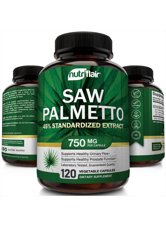 NutriFlair Saw Palmetto Extract 750mg, 120 Capsules - Natural Prostate Supplement & Berry Health Support - Helps Block DHT to Prevent Hair Loss and Helps Reduce Frequent Urination, for Women and Men - Image 4