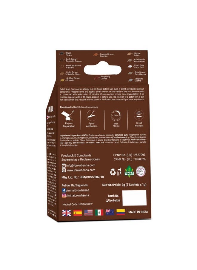 MINA ibrow Henna Medium Brown Tint Set with Nourishing Oil No Ammonia Vegan & Cruelty Free Up to 30 Applications Instant Eyebrow Tint Set with Tattoo Effect