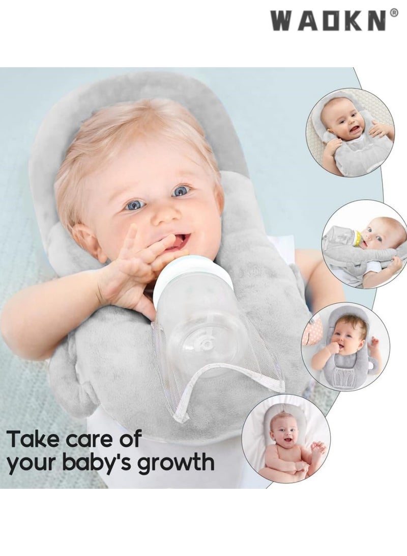 دبليو أيه أو كي أن رعاية الطفل وسادة ، حامل زجاجة الرضيع ، محمول وسادة دعم الوليد ، الرضاعة الطبيعية وسادة ، وسادة دعم قابل للتعديل زجاجة الرضاعة الطبيعية ، ومكافحة البصق وسادة ، وسادة مريحة ، رمادي - Image 3