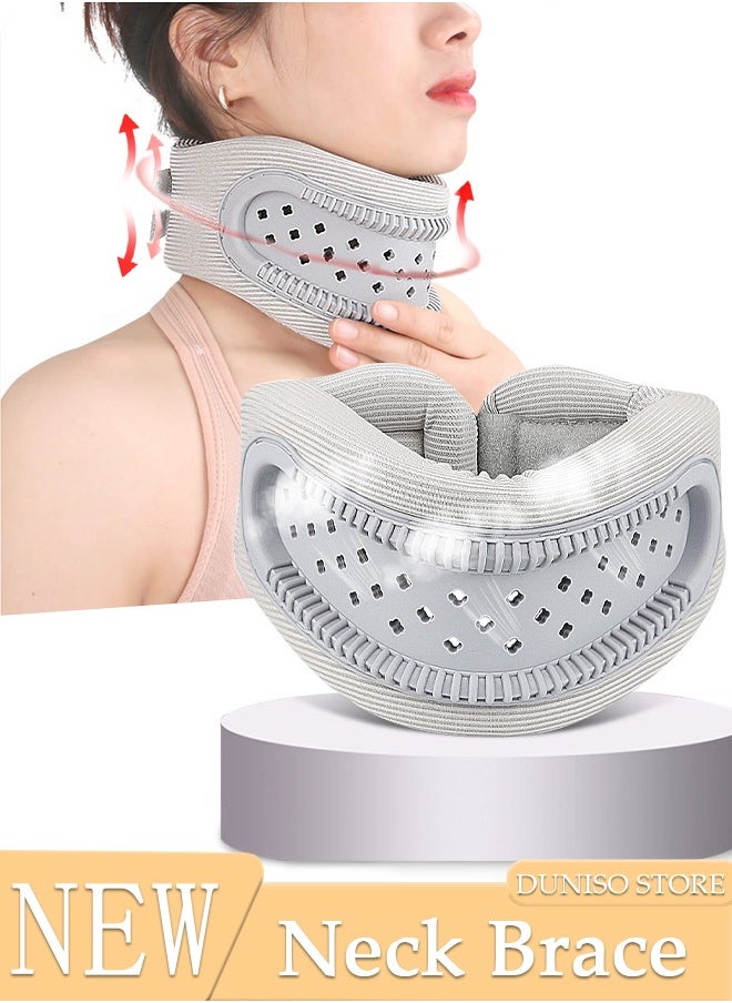 DUNISO Neck Brace for Neck Pain and Support, Adjustable Cervical Collar for Sleeping, Soft Foam Neck Protectors Wraps Keep Vertebrae Stable and Aligned, Women & Men Cervical Spine Pressure Relief  - Image 1