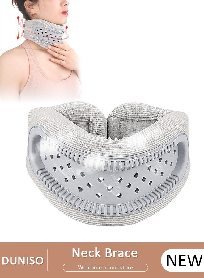DUNISO دعامة الرقبة لآلام الرقبة والدعم، طوق عنق قابل للتعديل للنوم، واقيات رقبة من الفوم الناعم تحافظ على الفقرات ثابتة ومتناغمة، تخفيف ضغط العمود الفقري للنساء والرجال - Image 1