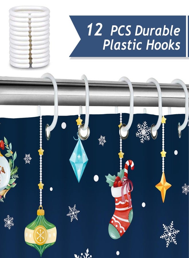 Bonhause Christmas Shower Curtain, Cute Santa Claus Reindeer Penguin Snowman Winter Bathroom Decor for Kids 72 x 72 Inch Polyester Fabric Waterproof Bath Curtain with 12 Hooks - Image 3