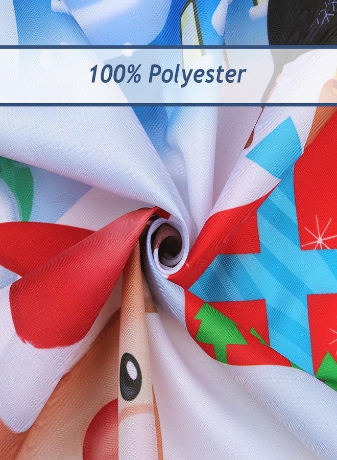 Bonhause Christmas Shower Curtain, Cute Santa Claus Reindeer Penguin Snowman Winter Bathroom Decor for Kids 72 x 72 Inch Polyester Fabric Waterproof Bath Curtain with 12 Hooks - Image 5