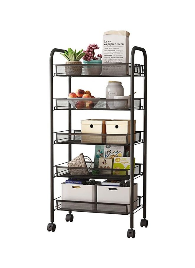 JCB CHIC - Kitchen Storage Rack Rolling Fruit Vegetable Storage Basket Floorstanding Storage Shelf with Wheels for Living Room Bedroom Bathroom Kitchen Laundry Room Home Office Utility Cart - Image 1