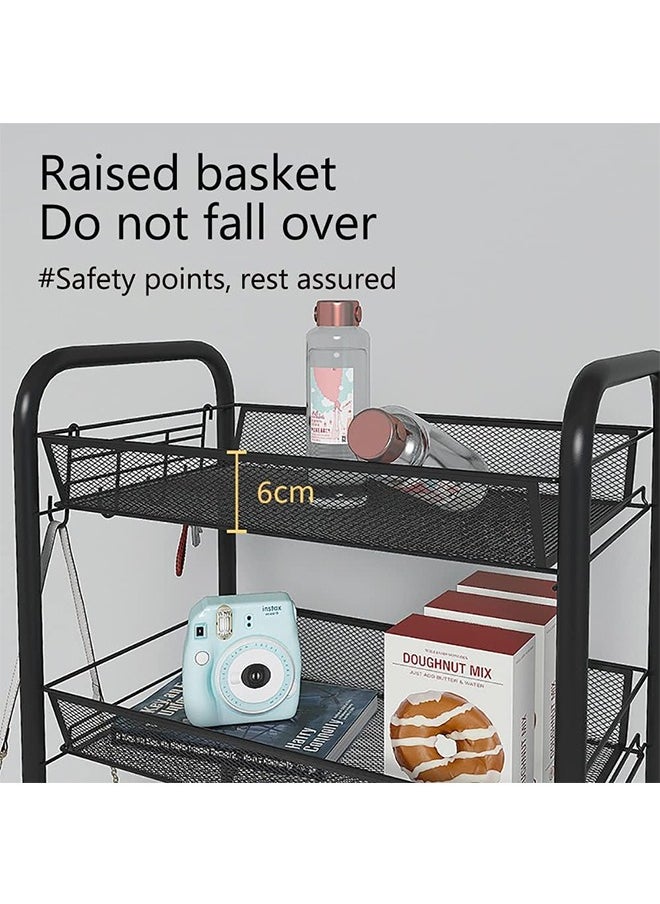 JCB CHIC - Kitchen Storage Rack Rolling Fruit Vegetable Storage Basket Floorstanding Storage Shelf with Wheels for Living Room Bedroom Bathroom Kitchen Laundry Room Home Office Utility Cart - Image 1