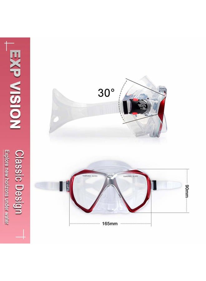EXP VISION Snorkel Diving Mask, Panoramic HD Swim Mask, Anti-Fog Scuba Diving Goggles, Tempered Glass Dive Mask Adult Youth Silicone Skirt Swim Goggles with Nose Cover - Image 4