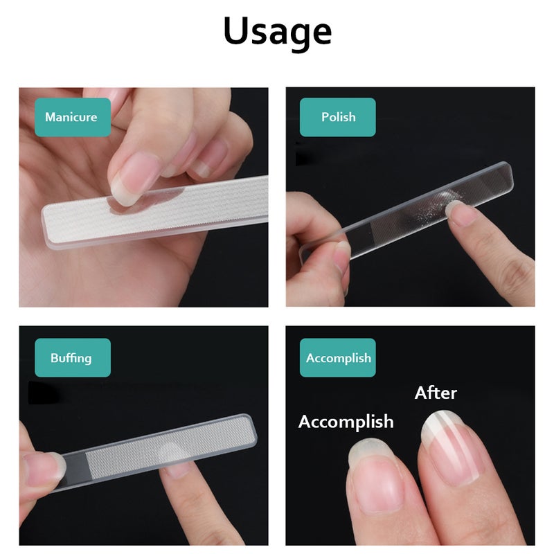 Glass Nail File: Transparent Glass Material Multi-Functional Nail Care Tool - 3-In-1 Nail Shorting Polishing Shining for Personal Manicure Maintenance Gift-Giving - Image 3