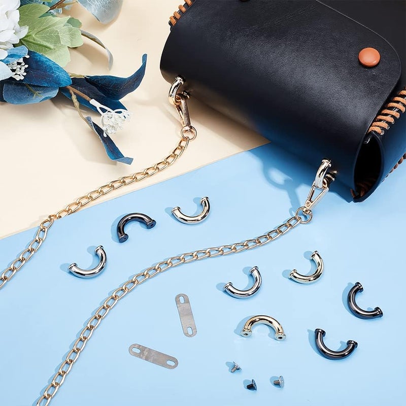 klarako 16 Sets Metal D-Ring Purse Side Connector, 4 Colors Thicken Handbag Chain Connector Arch Bridge Buckles with Screw Purse Suspension Clasp Hardware for Leather Crafts Bag Making, 1.2×0.6×0.3Inch - Image 5