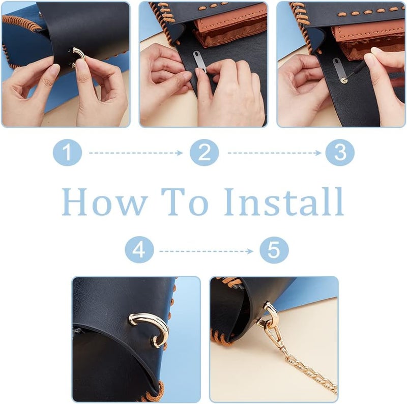 klarako 16 Sets Metal D-Ring Purse Side Connector, 4 Colors Thicken Handbag Chain Connector Arch Bridge Buckles with Screw Purse Suspension Clasp Hardware for Leather Crafts Bag Making, 1.2×0.6×0.3Inch - Image 3