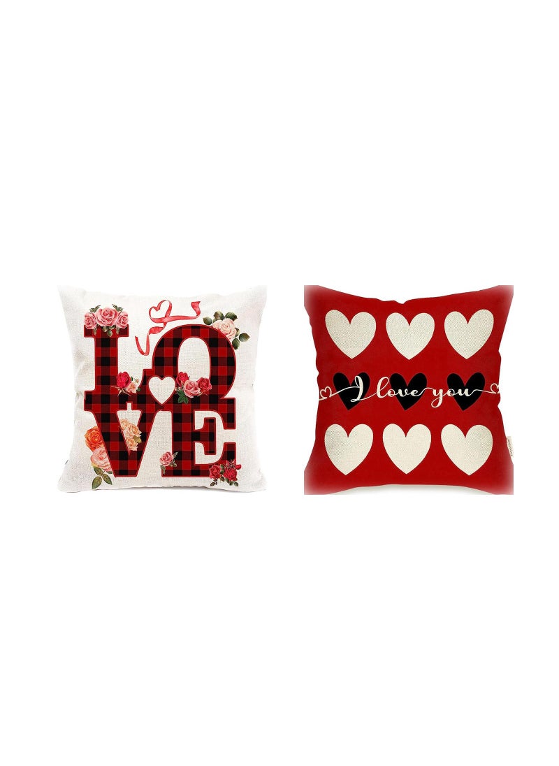 Bluejw - Throw Pillow Covers Set Of 2 Decorative Love Print 18 X 18 Inches Throw Pillow Covers Newlywed Home Pillow Cushion Case For Sofa Couch Bed Home Outdoor Car - Image 1