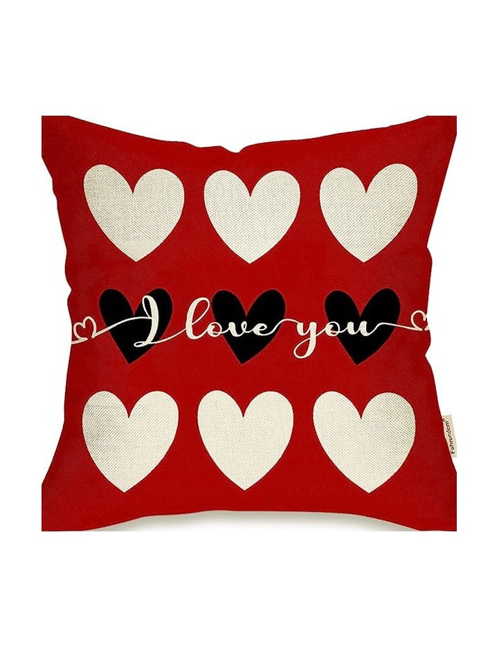 Bluejw - Throw Pillow Covers Set Of 2 Decorative Love Print 18 X 18 Inches Throw Pillow Covers Newlywed Home Pillow Cushion Case For Sofa Couch Bed Home Outdoor Car - Image 1