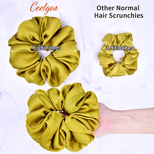 CEELGON Big Real Silk Scrunchies for Women 63Inches Large Scrunchie Satin Oversized Silk Thick Elastic Hair Ties Jumbo Hair Scrunchies 6 Pack BlackWhitePink ChampagneNavyYellow - Image 5