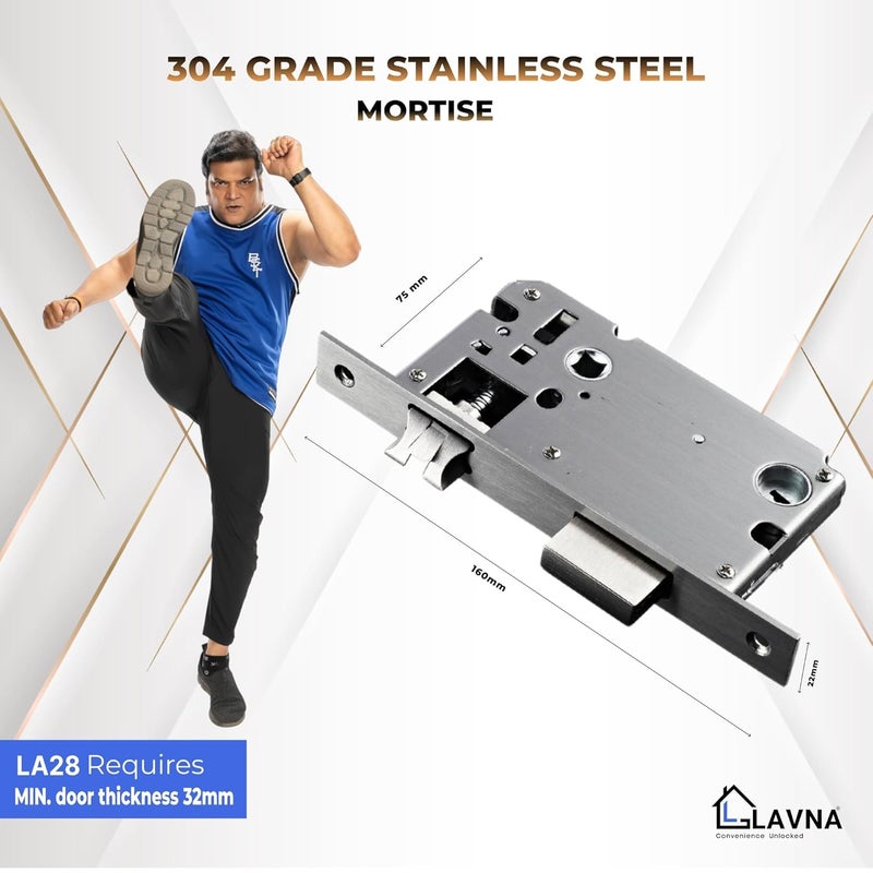 LAVNA قفل ذكي للباب | 6 طرق لفتح القفل | بصمة إصبع، تطبيق موبايل، بلوتوث، OTP، رقم سري، بطاقة RFID ومفتاح يدوي للوصول إلى الأبواب الخشبية | تركيب مجاني (LA28) (أسود بلوتوث) - Image 4