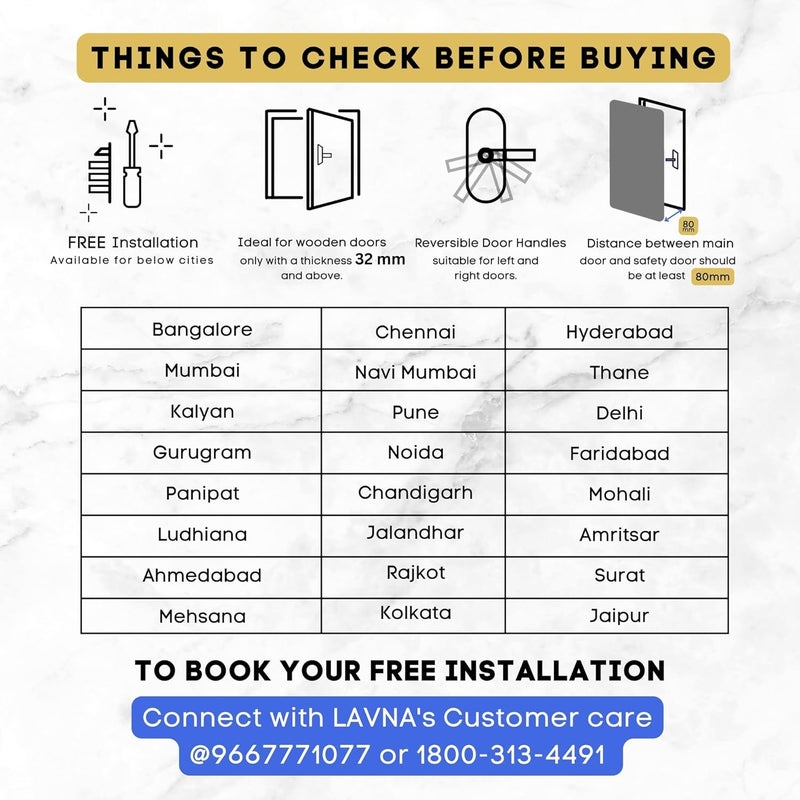 LAVNA قفل ذكي للباب | 6 طرق لفتح القفل | بصمة إصبع، تطبيق موبايل، بلوتوث، OTP، رقم سري، بطاقة RFID ومفتاح يدوي للوصول إلى الأبواب الخشبية | تركيب مجاني (LA28) (أسود بلوتوث) - Image 3
