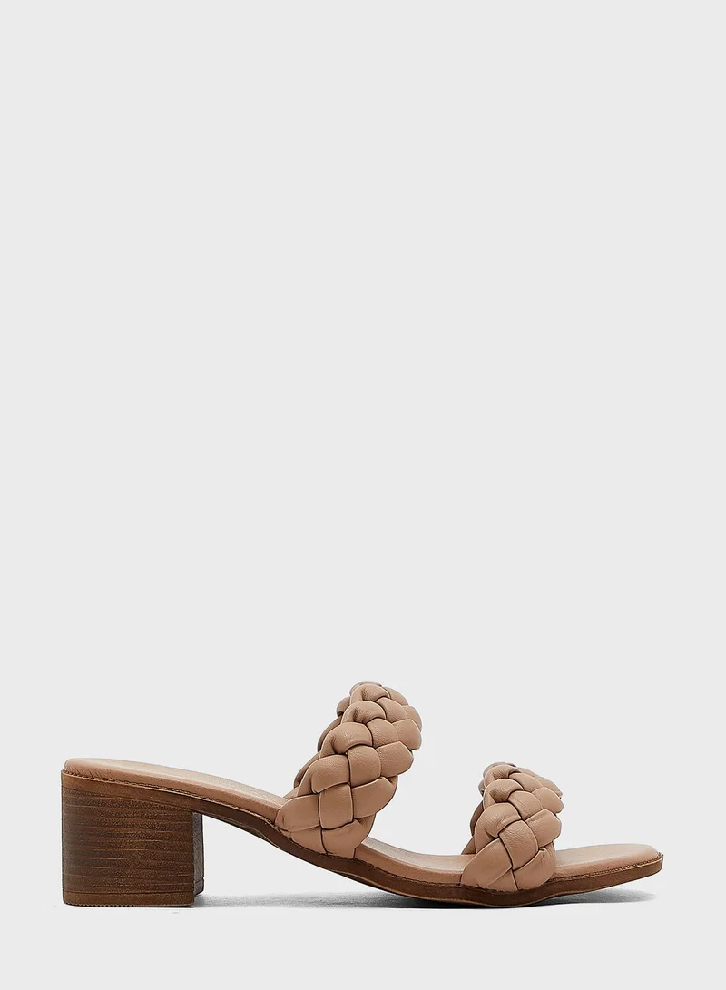 NEW LOOK Plaited Straps Mid Heel Sandals
