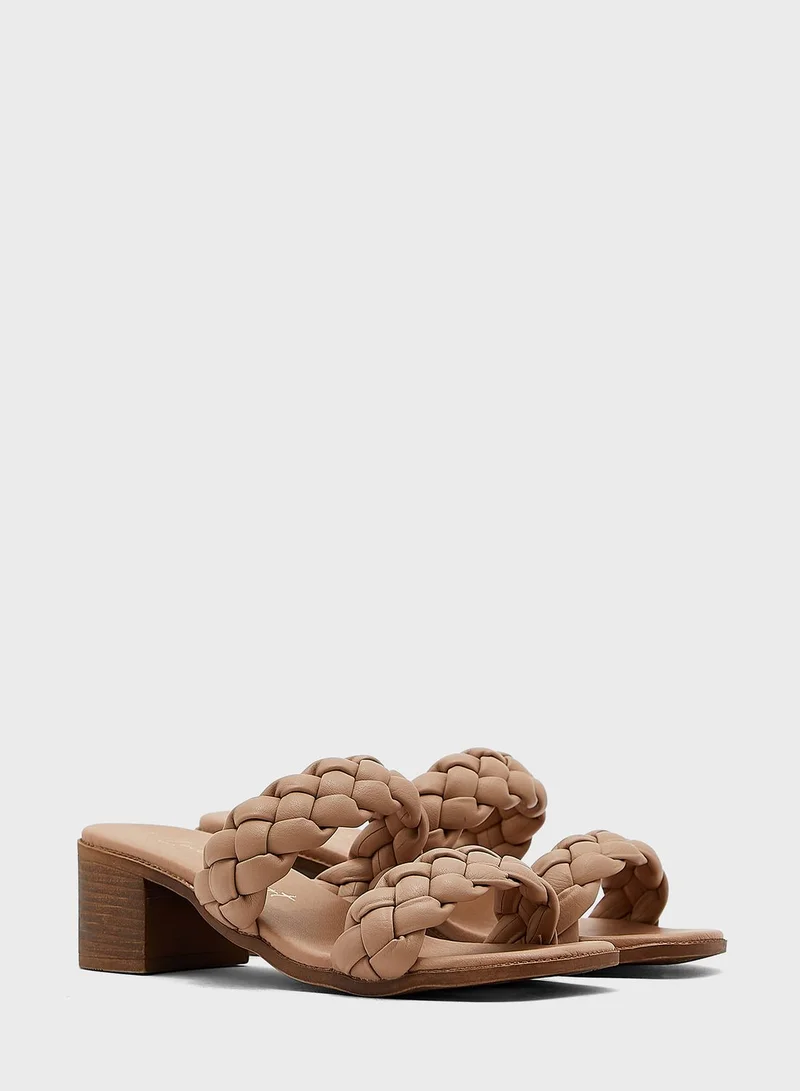 NEW LOOK Plaited Straps Mid Heel Sandals