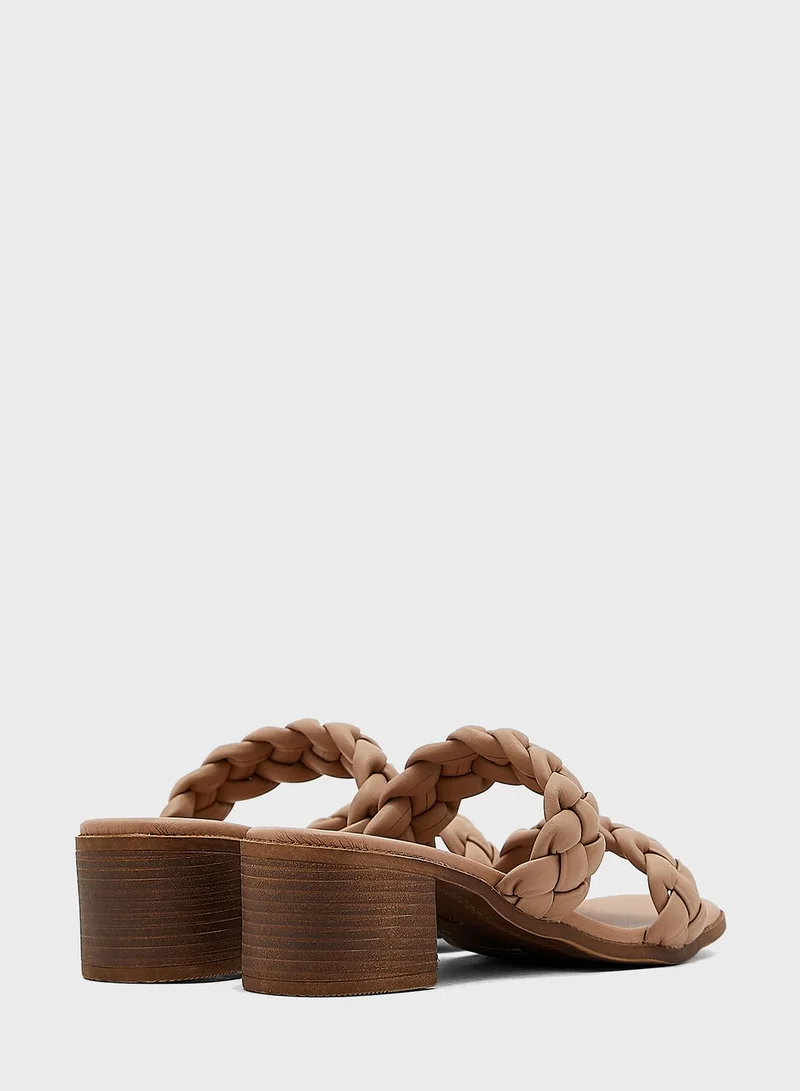 NEW LOOK Plaited Straps Mid Heel Sandals
