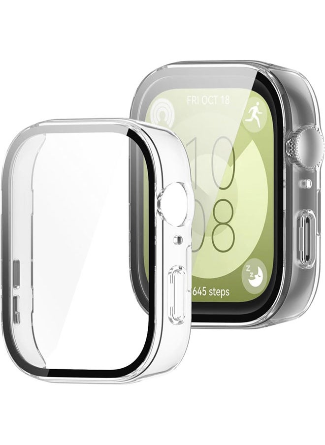 SJet - Huawei Watch Fit 3 Case Hard PC Case with Tempered Glass Screen Protectors Full Protective Cover(Clear) - Image 1