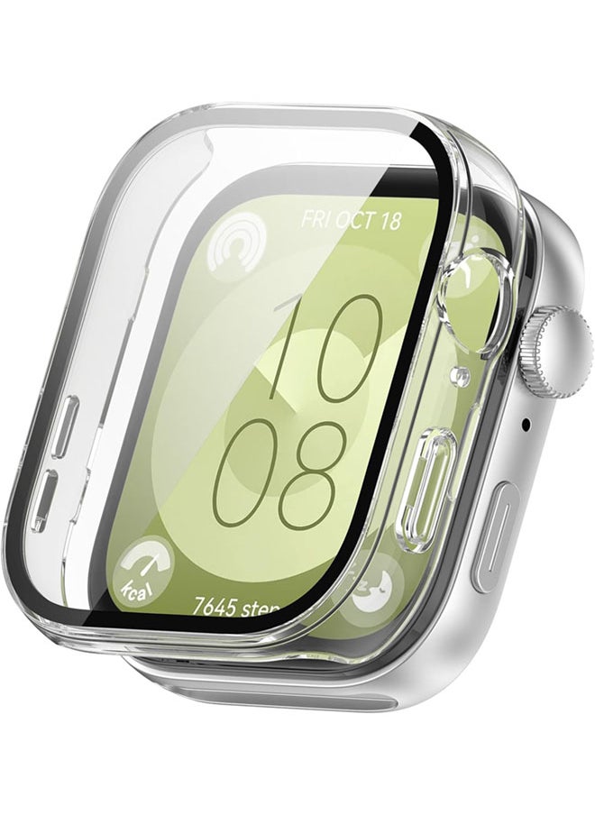 SJet - Huawei Watch Fit 3 Case Hard PC Case with Tempered Glass Screen Protectors Full Protective Cover(Clear) - Image 1