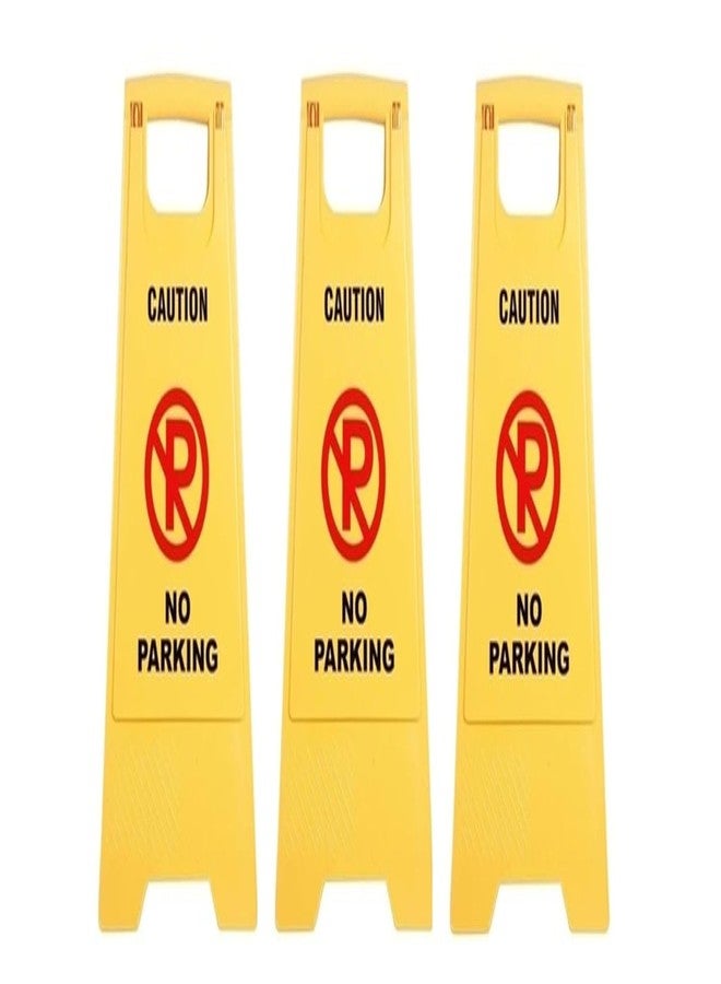 Amigos Store™ No Parking Sign Board - Foldable Large Yellow ABS Safety Stand for Offices, Malls, Hotels, Hospitals & Commercial Areas -set of 3 - Image 1