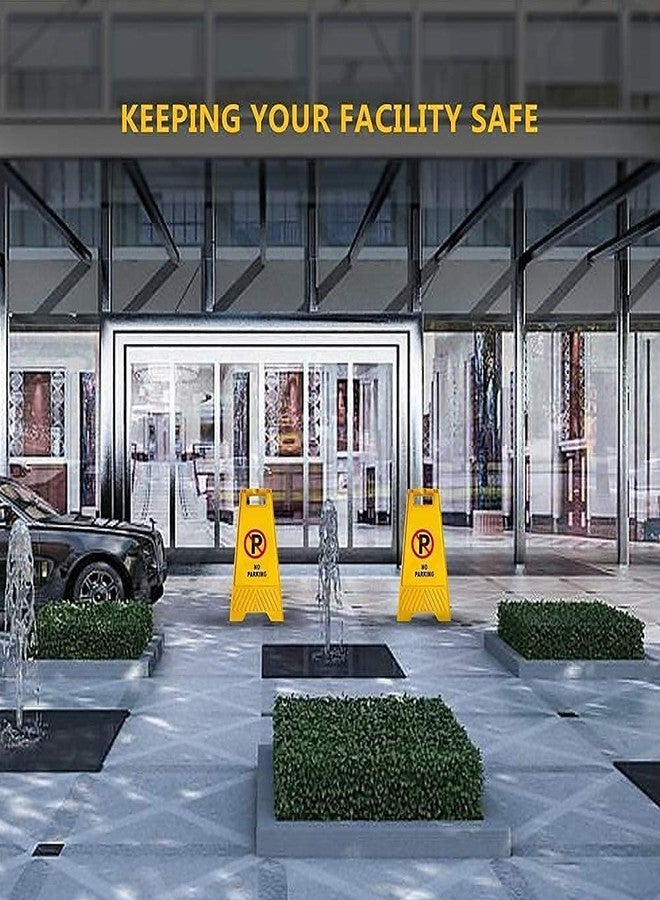 Amigos Store™ No Parking Sign Board - Foldable Large Yellow ABS Safety Stand for Offices, Malls, Hotels, Hospitals & Commercial Areas -set of 3 - Image 2