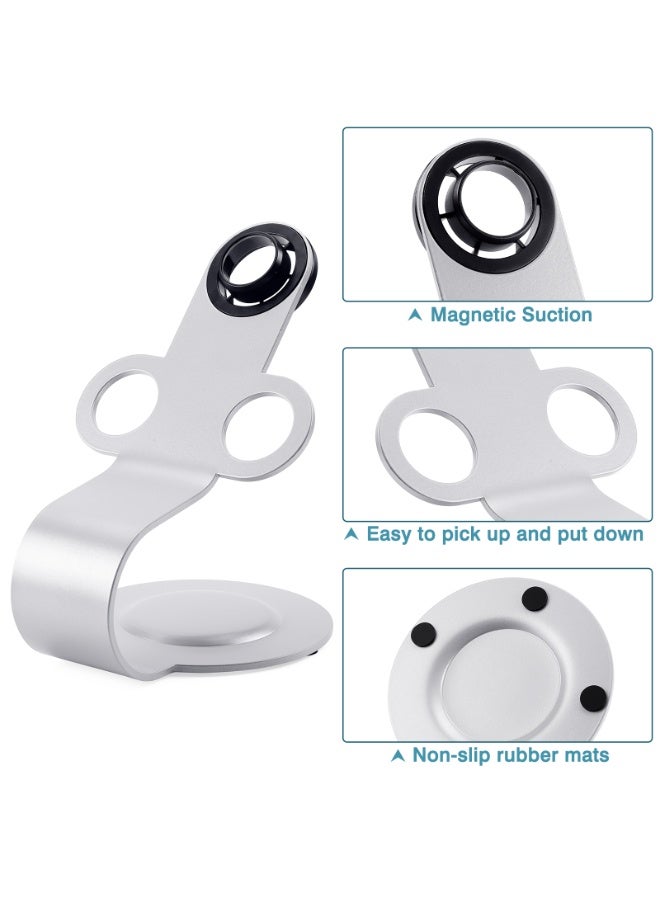 Hairdryer Stand, Magnetic Aluminium Alloy Desktop Holder, Hairdryer Storage Rack, Hairdryer Stand Storage Rack (Silvery) - Image 2