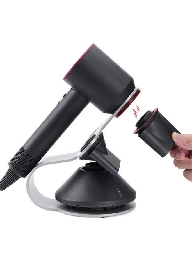 Hairdryer Stand, Magnetic Aluminium Alloy Desktop Holder, Hairdryer Storage Rack, Hairdryer Stand Storage Rack (Silvery) - Image 4