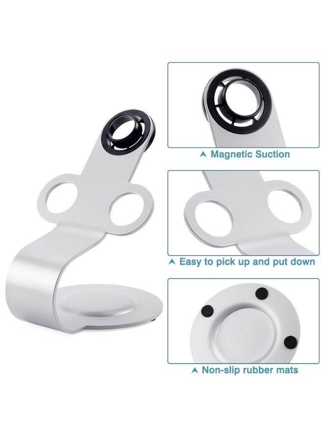 حامل مجفف شعر، حامل مكتبي مغناطيسي من سبائك الألومنيوم، رف تخزين مجفف شعر، رف تخزين حامل مجفف شعر (فضي) - Image 3