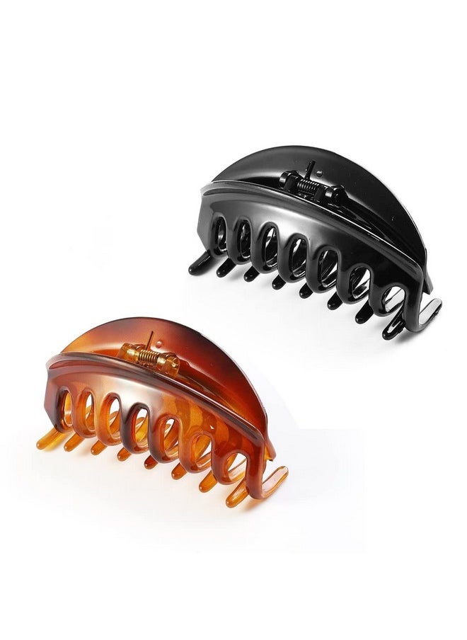 BIRDWARE Hair Clips Big-Size Black Color Imported Rubber Acrylic Material Stone Butterfly Hair Clips For Women (Pack Of 2 Pc) | Hair Clutchers (Shell, Black)  - Image 4