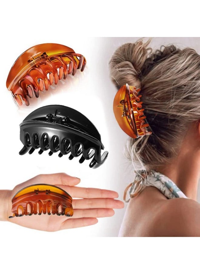 BIRDWARE Hair Clips Big-Size Black Color Imported Rubber Acrylic Material Stone Butterfly Hair Clips For Women (Pack Of 2 Pc) | Hair Clutchers (Shell, Black)  - Image 1