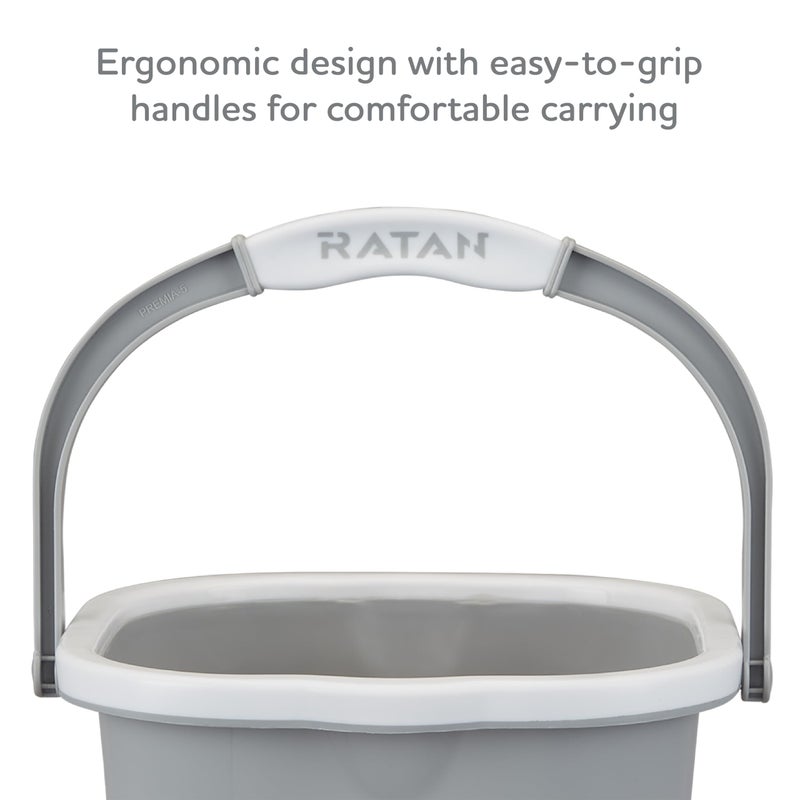 RATAN PLASTICWARE دلو راتان بلاستيكوير بريما (5 لتر × 3) - رمادي ديازو | خفيف الوزن وسهل الحمل | مثالي للاستخدام في الحمامات والمطابخ والمناطق الرطبة - Image 5