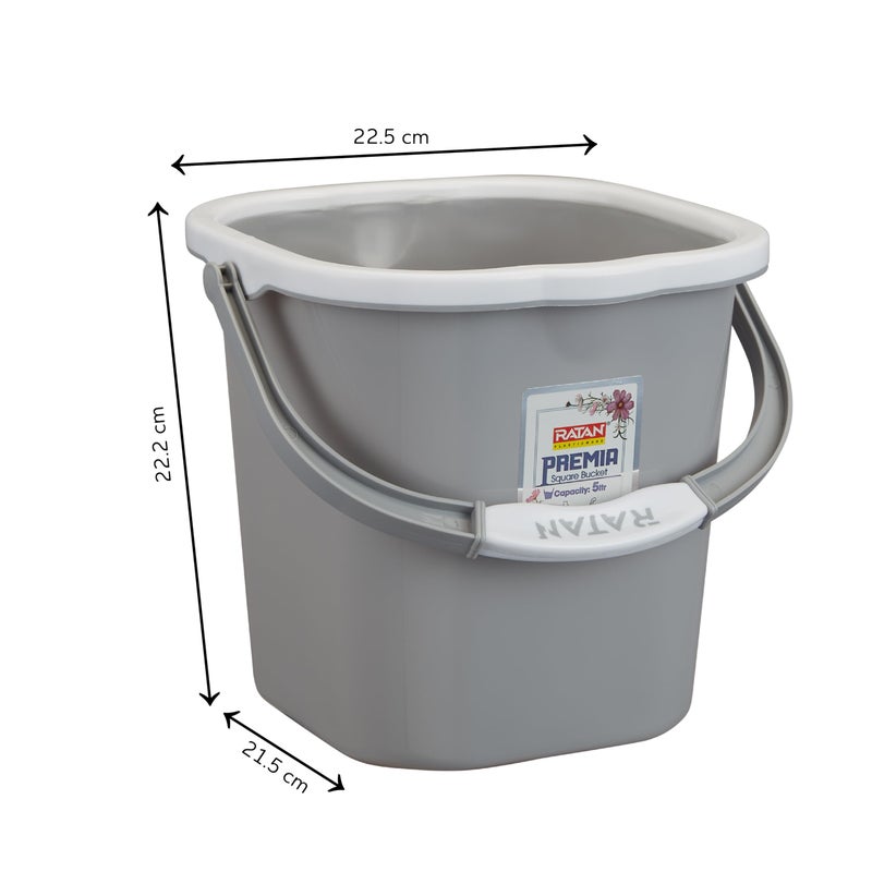 RATAN PLASTICWARE دلو راتان بلاستيكوير بريما (5 لتر × 3) - رمادي ديازو | خفيف الوزن وسهل الحمل | مثالي للاستخدام في الحمامات والمطابخ والمناطق الرطبة - Image 3