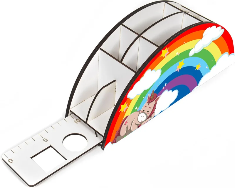Notpa Wooden Vip Sleeping Unicorn Desktop Pencil Holder Box with Ruler Organizer for Kids vip3