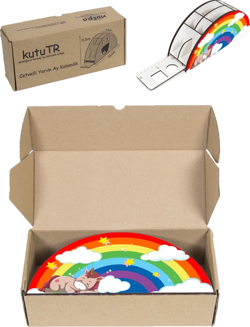 Notpa Wooden Vip Sleeping Unicorn Desktop Pencil Holder Box with Ruler Organizer for Kids vip3