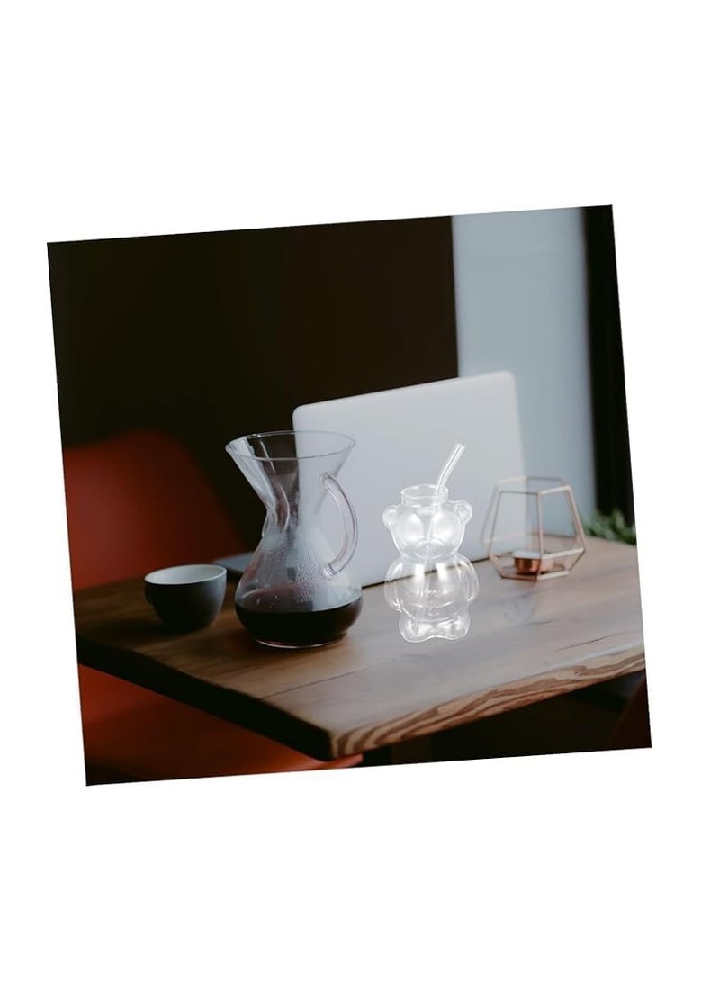 Portal Set of 2 tall bear-shaped glass cups for drinking water, coffee or cold drinks, 400ml - Image 3