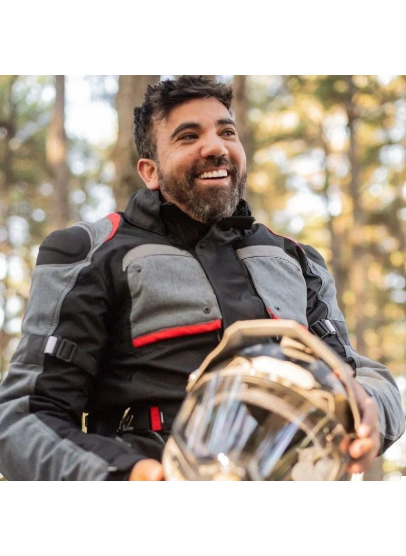 Ebakbak Motorcycle Jacket Long Model 4 Seasons Full Protection Maxdura Fabric Airbag Toruing Coat Gray  - Image 2
